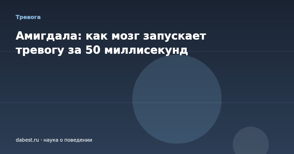 Амигдала: как мозг запускает тревогу за 50 миллисекунд