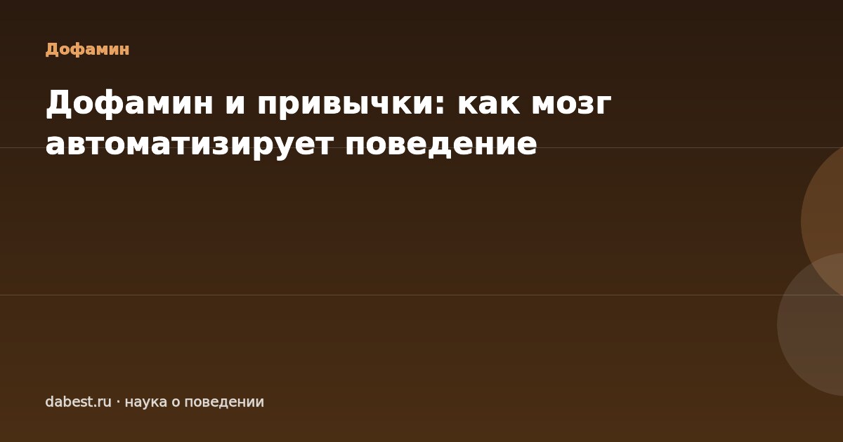Дофамин и привычки: как мозг автоматизирует поведение