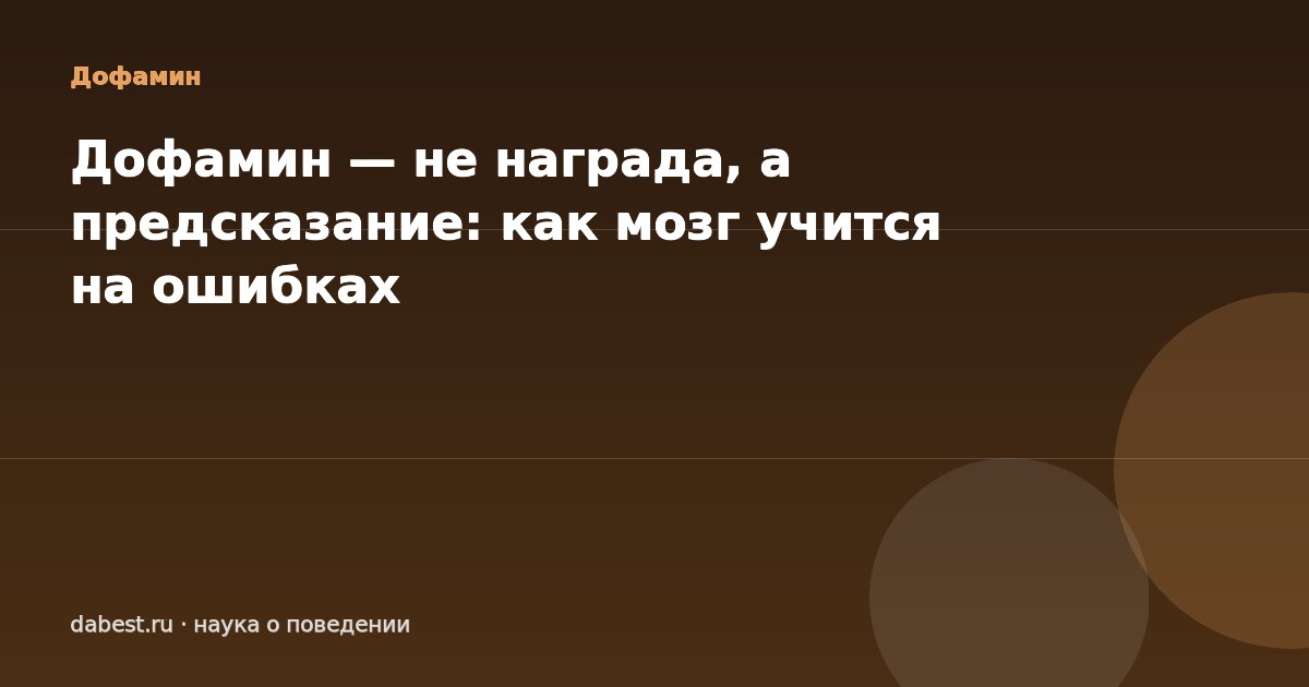 Дофамин — не награда, а предсказание: как мозг учится на ошибках