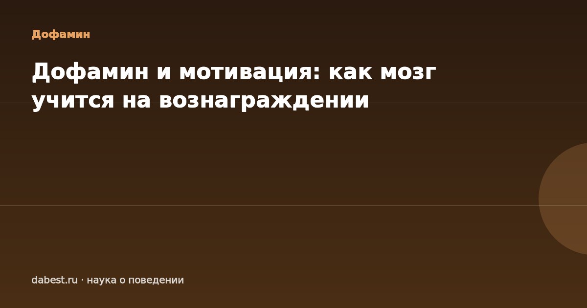 Дофамин и мотивация: как мозг учится на вознаграждении