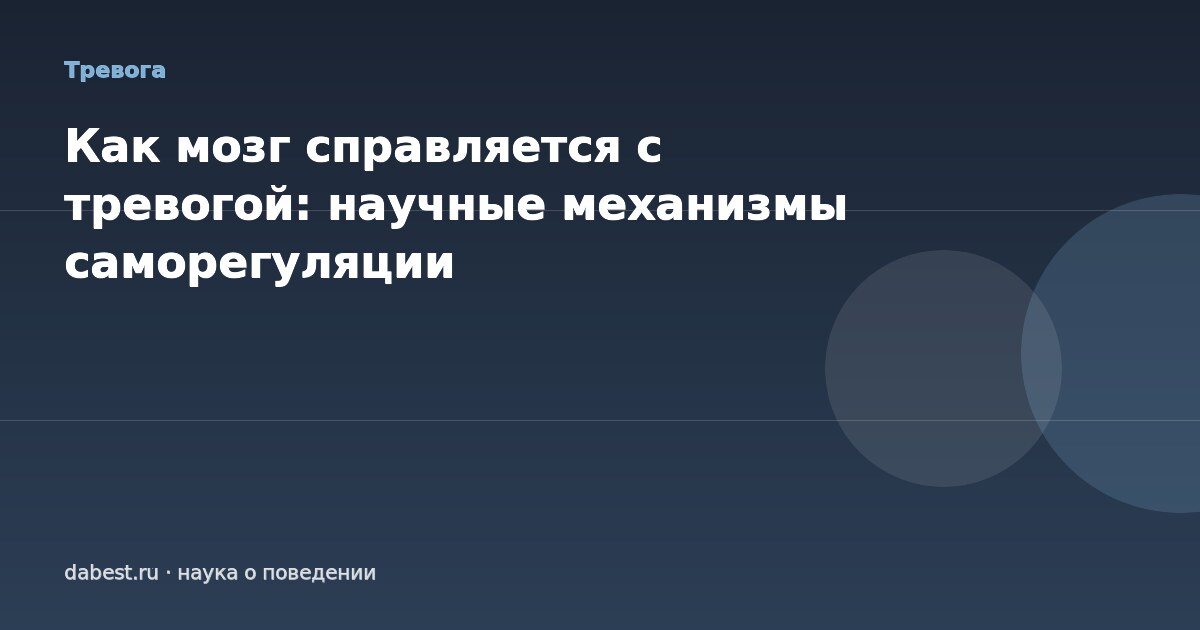 Как мозг справляется с тревогой: научные механизмы саморегуляции