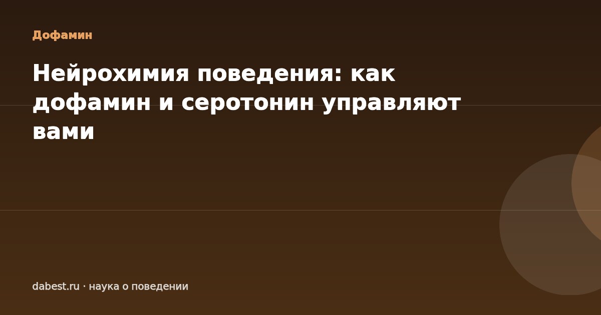 Нейрохимия поведения: как дофамин и серотонин управляют вами