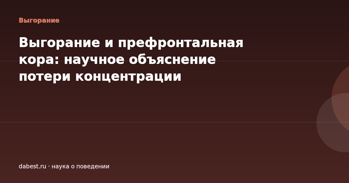 Выгорание и префронтальная кора: научное объяснение потери концентрации